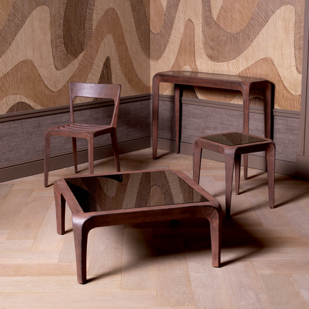 Oxidized Aluminum Console Table Quentin | Cabothousefurniture.com