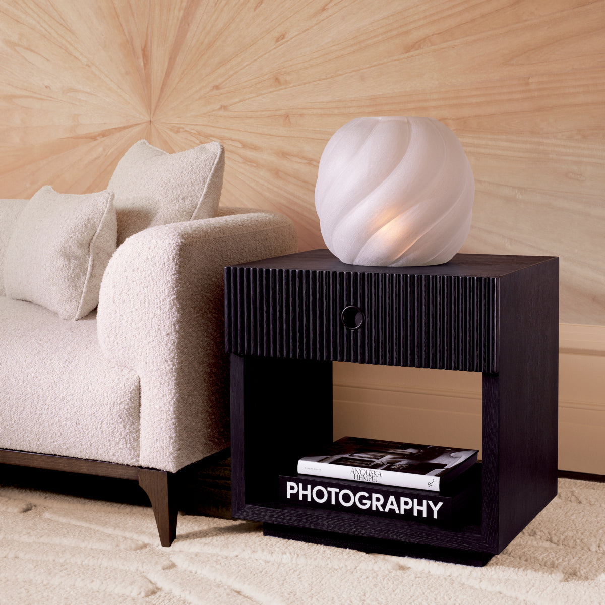 Ribbed Wood Nightstand Dimitrios