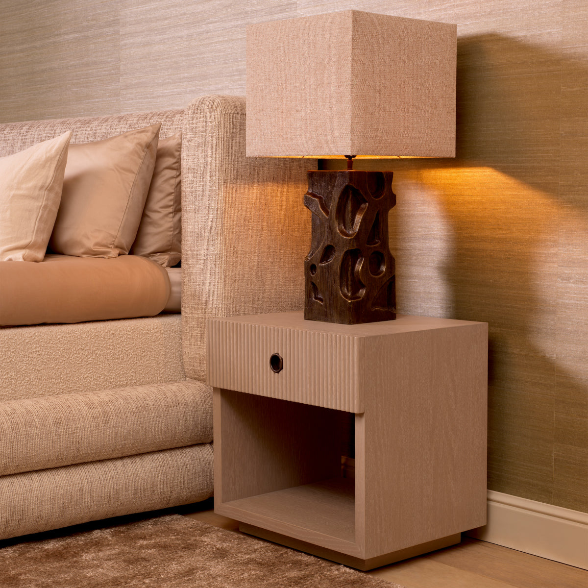 Ribbed Wood Nightstand Dimitrios