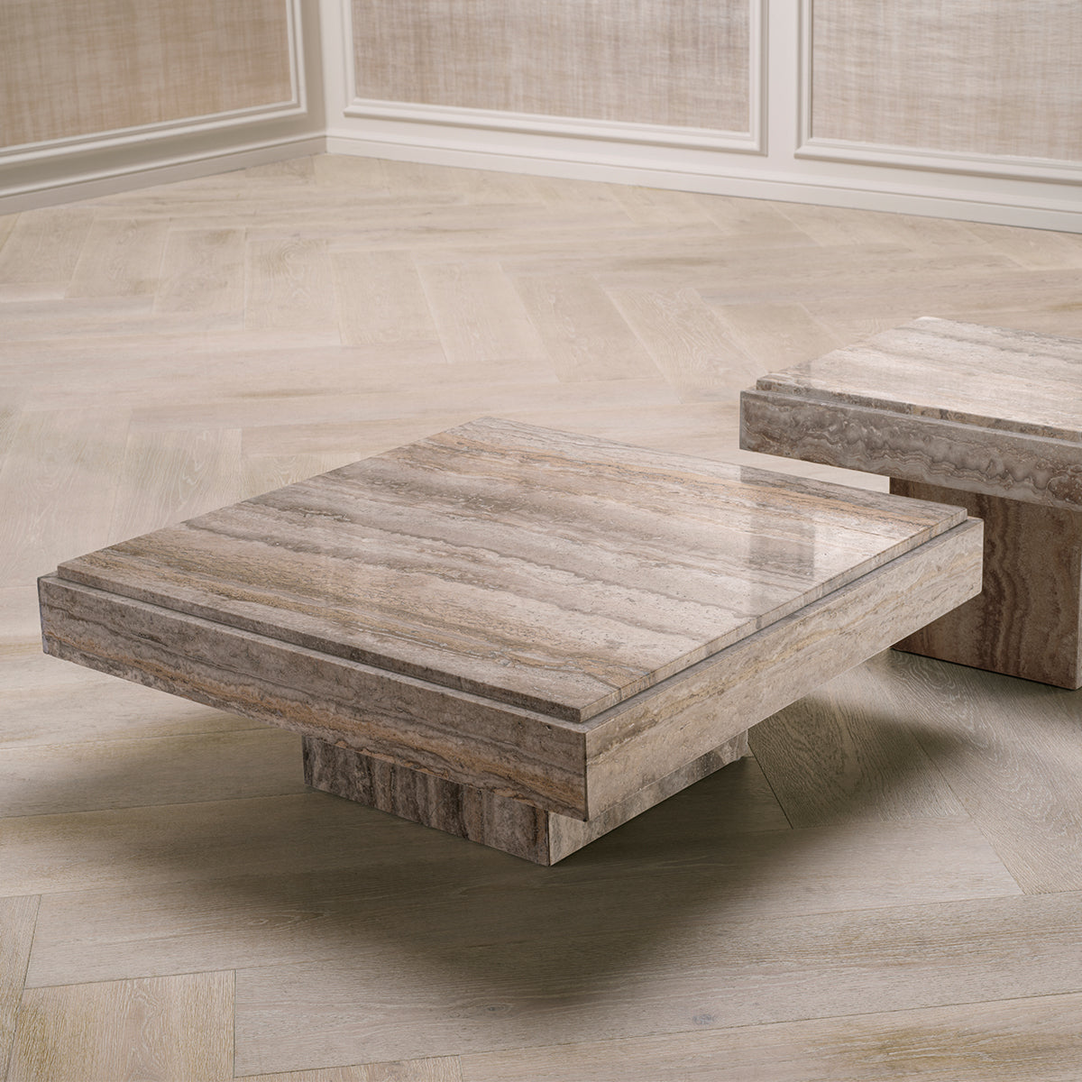 Square Travertine Coffee Table Sartoria | Cabothousefurniture.com