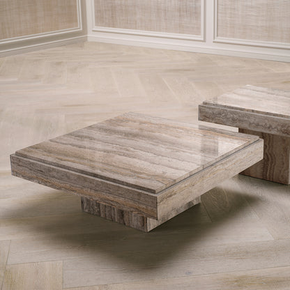 Square Travertine Coffee Table Sartoria | Cabothousefurniture.com