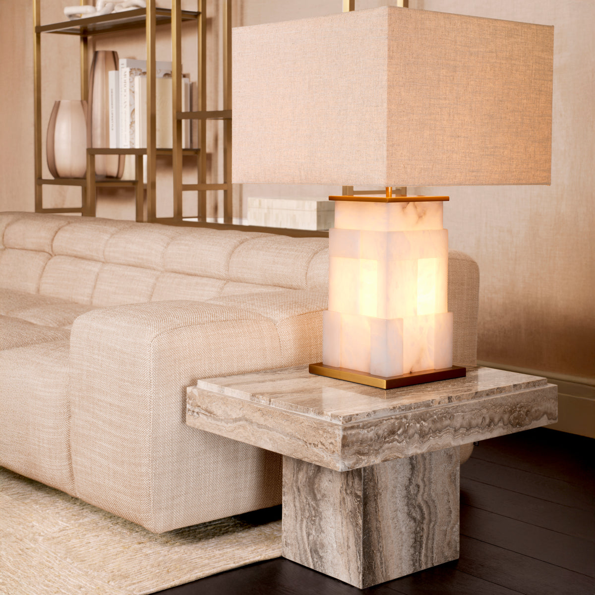 Travertine Side Table Sartoria | Cabothousefurniture.com
