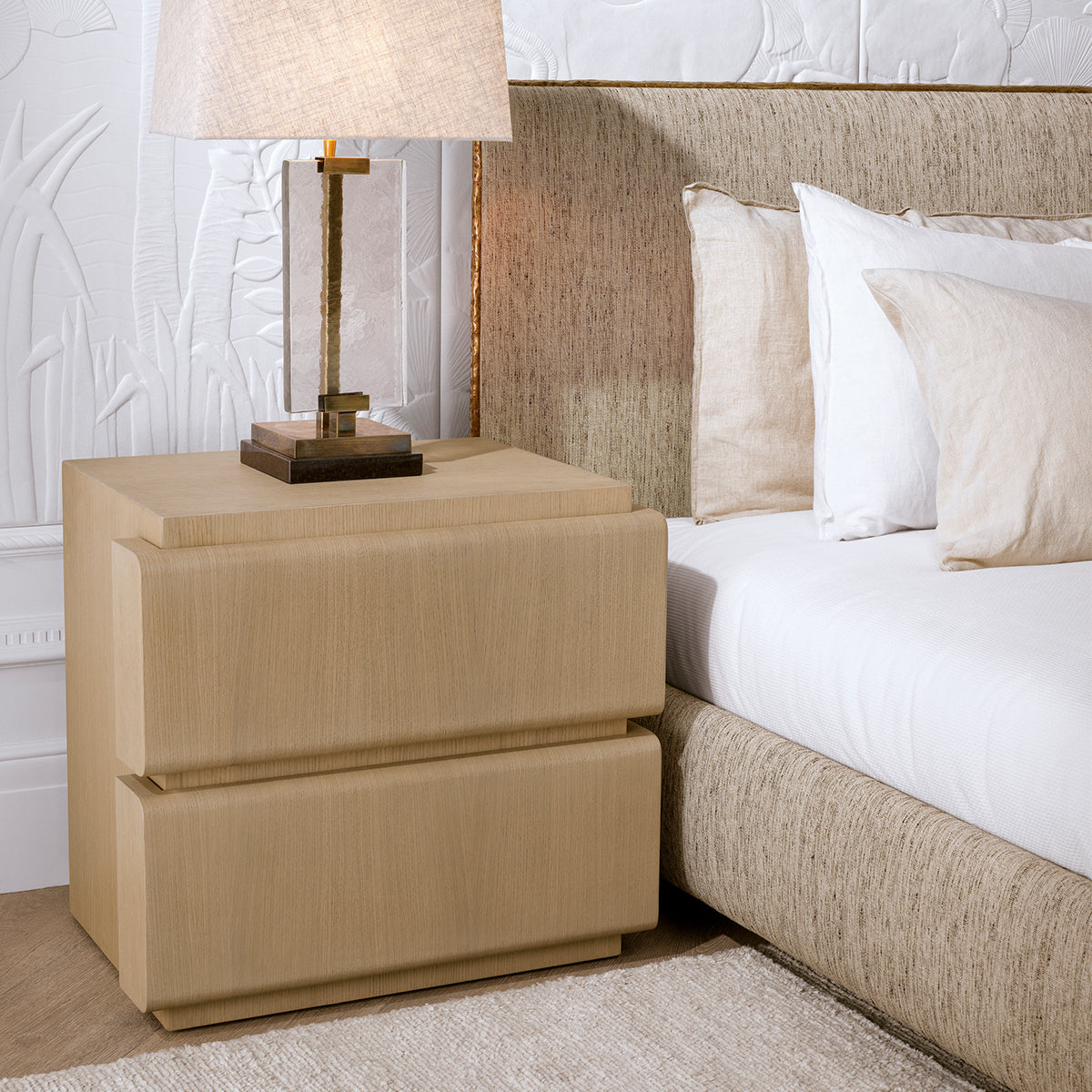 Natural Oak Veneer Nightstand Colston | Cabothousefurniture.com