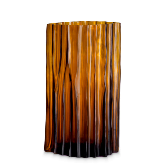 Fluted Amber Glass Vase Vivente