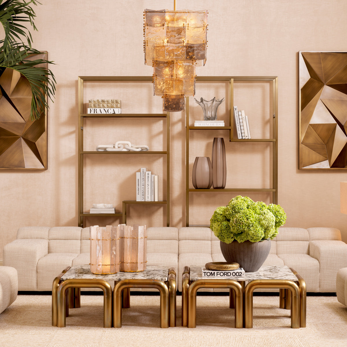 Brass Frame Glass Cabinet Corrado I | Cabothousefurniture.com