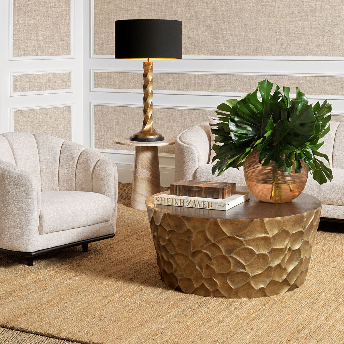 Vintage Brass Coffee Table Fiorentino