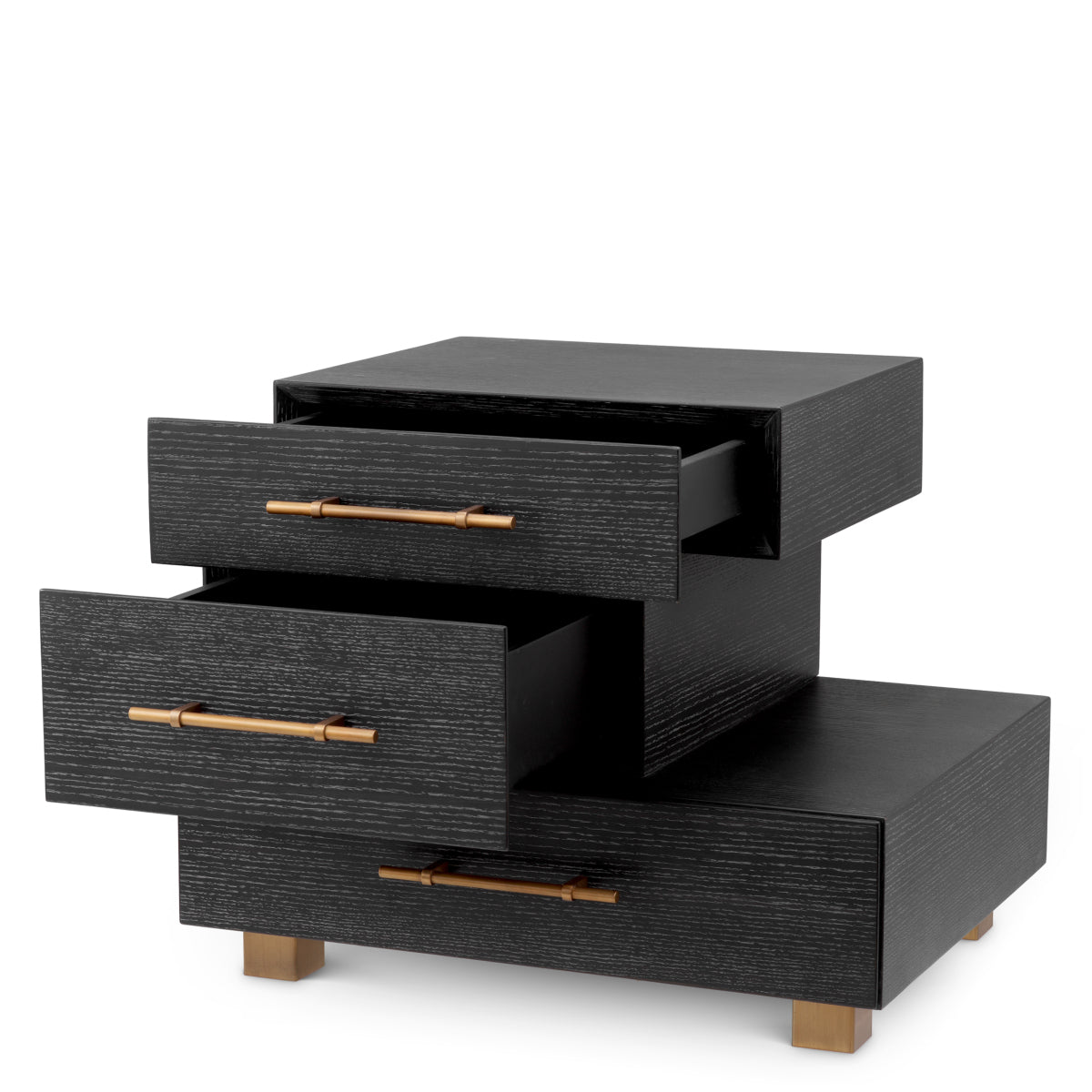 Black Oak 3-Drawer Nightstand Evendale