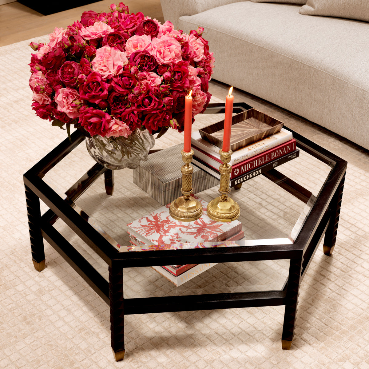 Black Hexagonal Coffee Table Cornelius | Cabothousefurniture.com