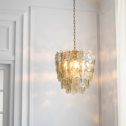 Layered Glass Chandelier Elias | Cabothousefurniture.com