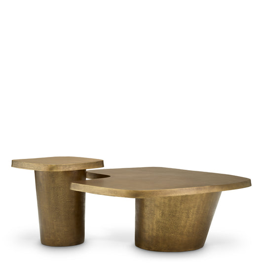 Vintage Brass Coffee Table Set (2) Pierro | Cabothousefurniture.com