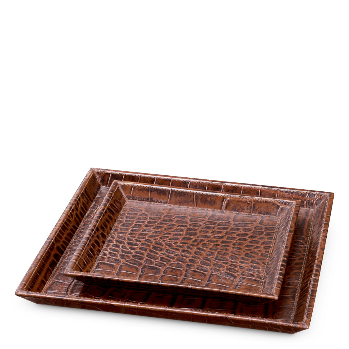 Croco Leather Trays (2) Scaleo | Cabothousefurniture.com