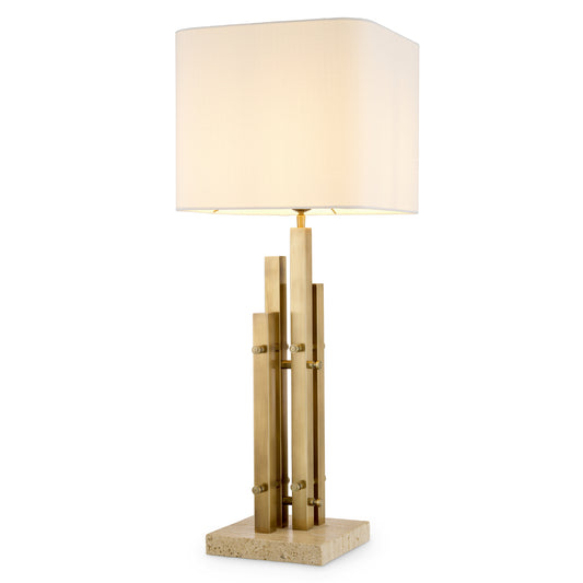 Travertine Base Table Lamp Destino | Cabothousefurniture.com