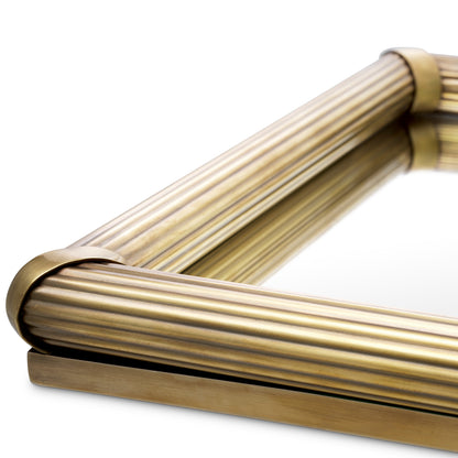 Ribbed Vintage Brass Tray Lenora | Cabothousefurniture.com