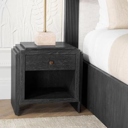 Oak Wooden Nightstand ArtDeco