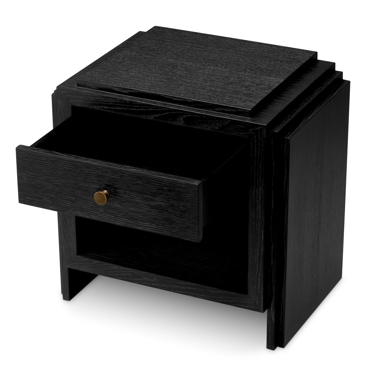 Oak Wooden Nightstand ArtDeco
