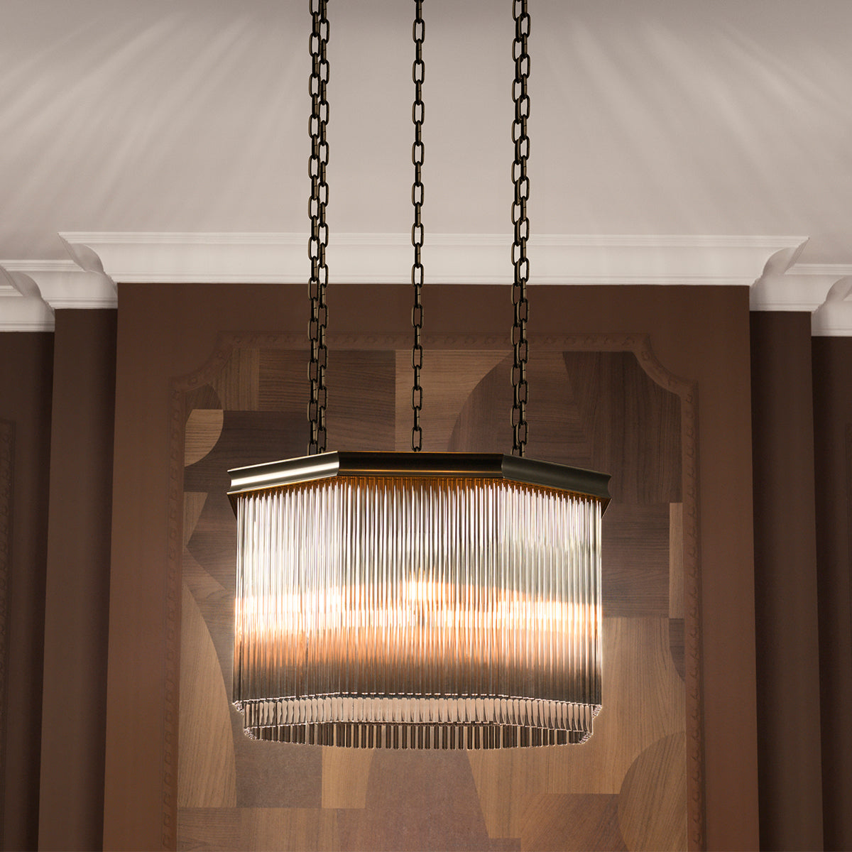 White Glass Rods Chandelier Estela | Cabothousefurniture.com