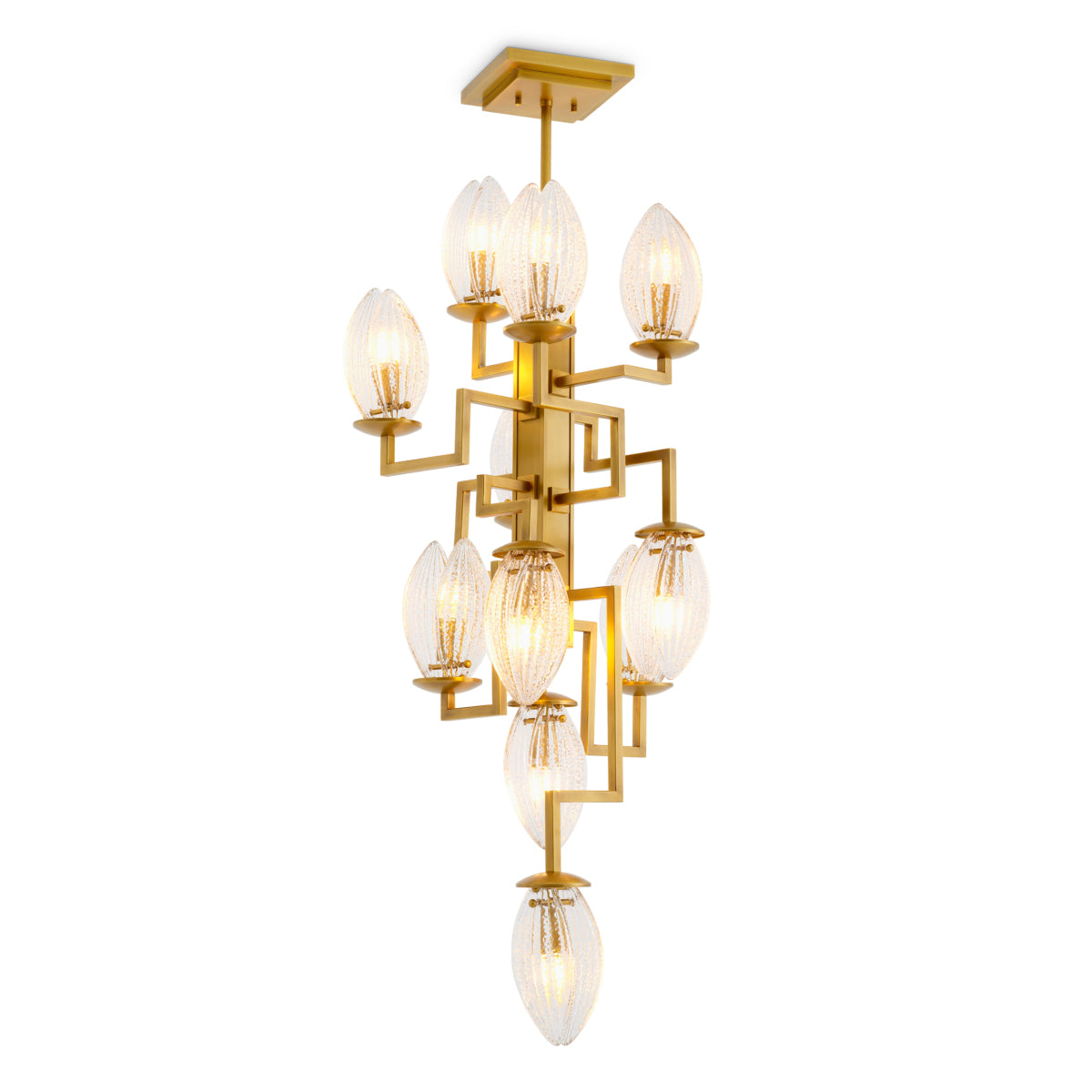 Clear Ribbed Glass Chandelier Persephone | Cabothousefurniture.com