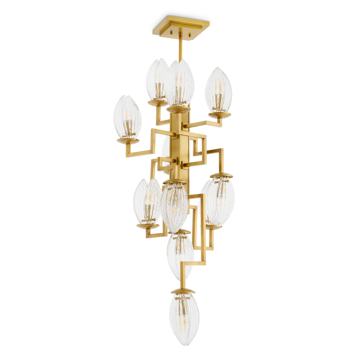 Clear Ribbed Glass Chandelier Persephone | Cabothousefurniture.com