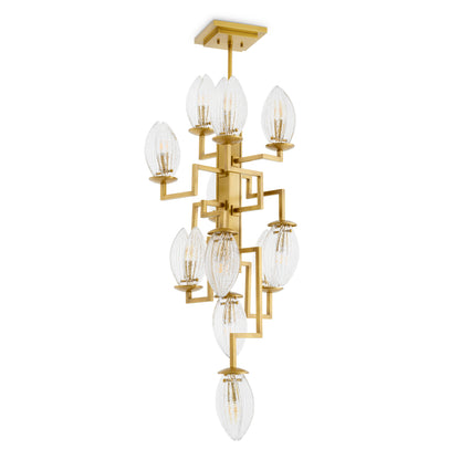 Clear Ribbed Glass Chandelier Persephone | Cabothousefurniture.com