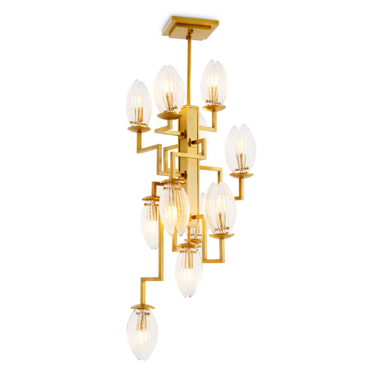 Clear Ribbed Glass Chandelier Persephone | Cabothousefurniture.com