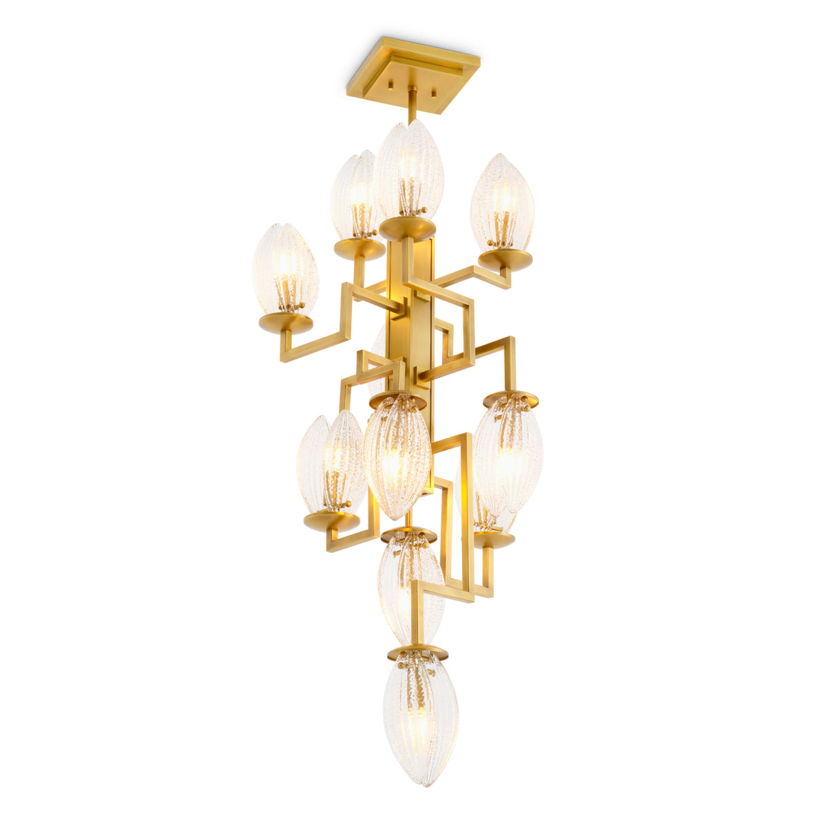 Clear Ribbed Glass Chandelier Persephone | Cabothousefurniture.com
