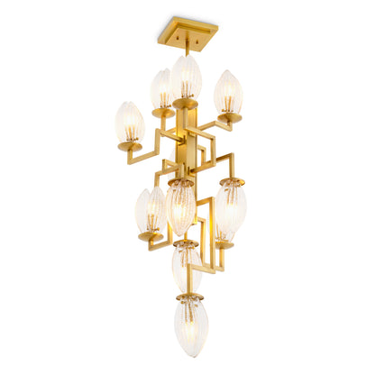 Clear Ribbed Glass Chandelier Persephone | Cabothousefurniture.com