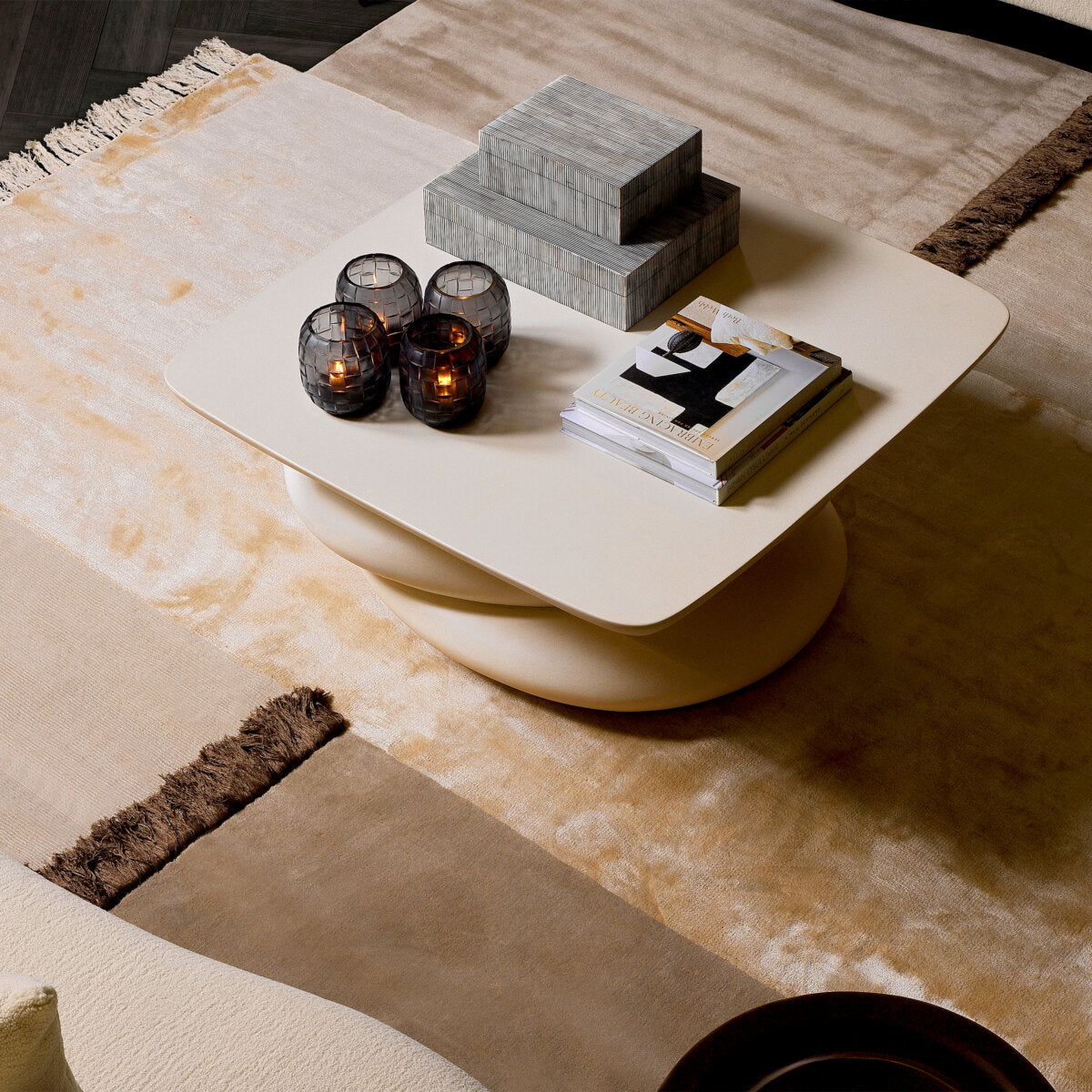 White Pebble Sculpted Coffee Table Azura | Cabothousefurniture.com