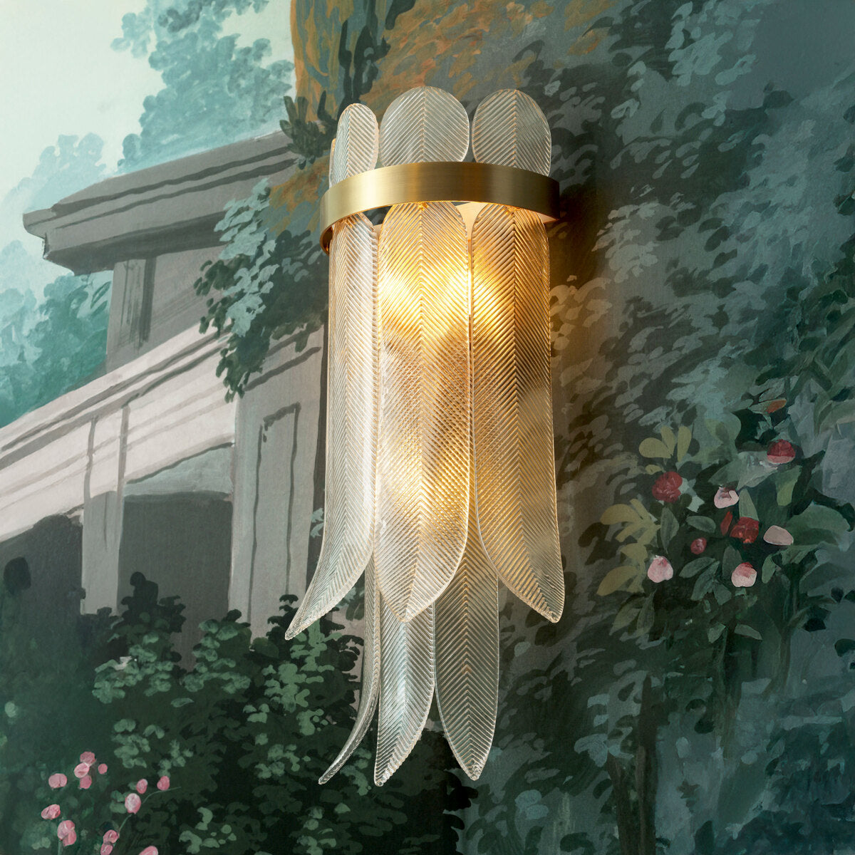 Brass Feather Wall Lamp Erika | Cabothousefurniture.com