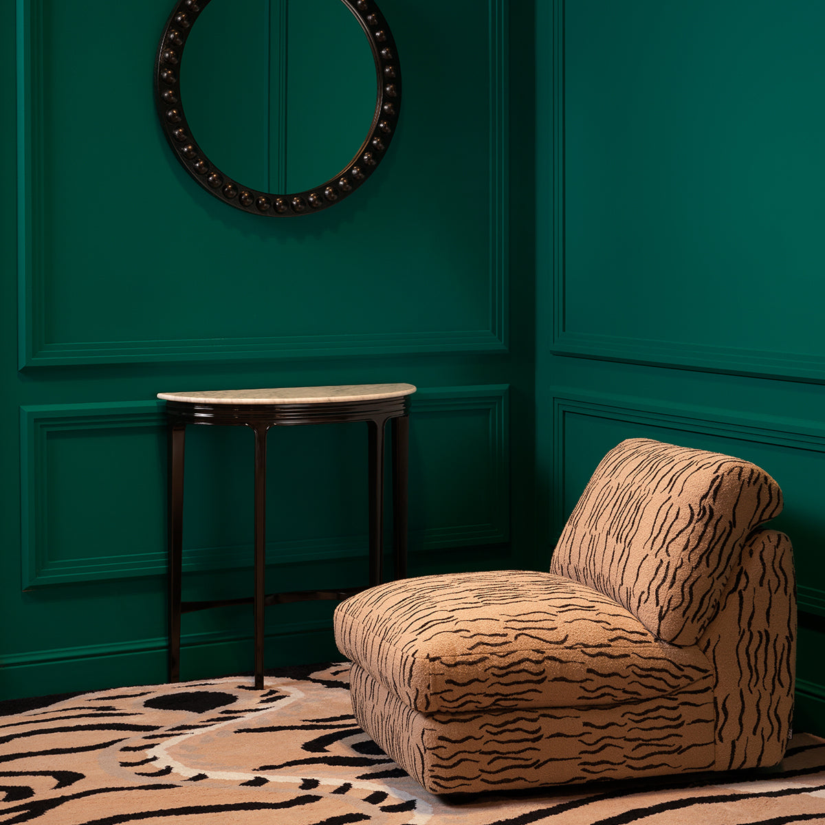 Round Wooden Framed Mirror Kenton