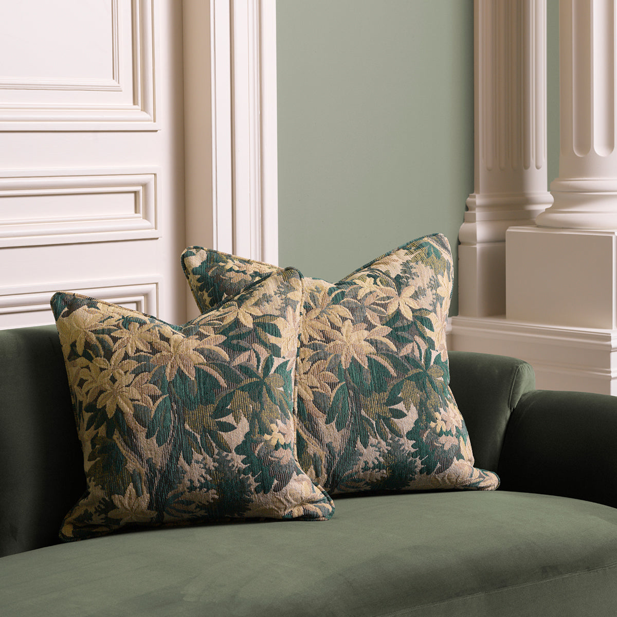 Square Green Cushion Marston