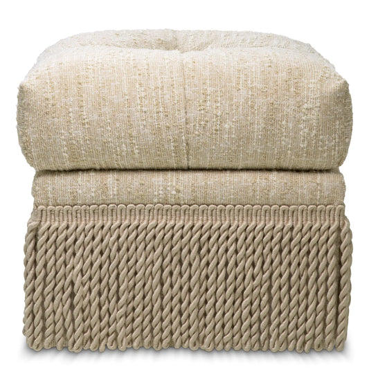 Boucle Tufted Fringe Stool Dorantes | Cabothousefurniture.com