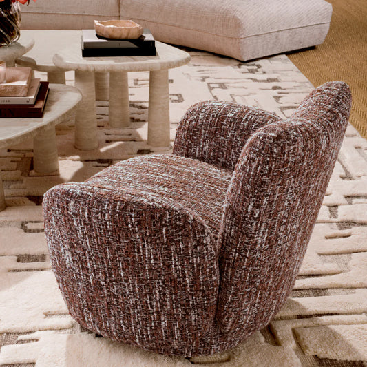 Red Boucle Accent Chair Merida | Cabothousefurniture.com