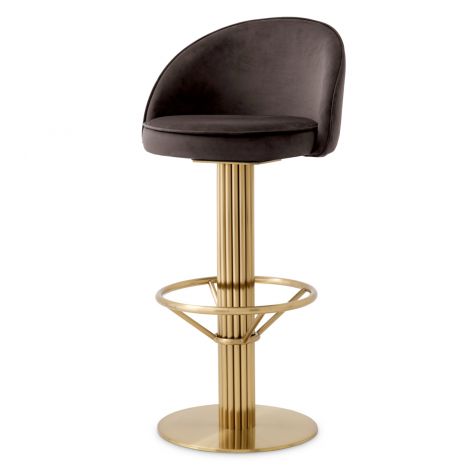 Gray Velvet Bar Stool Dorland | Cabothousefurniture.com