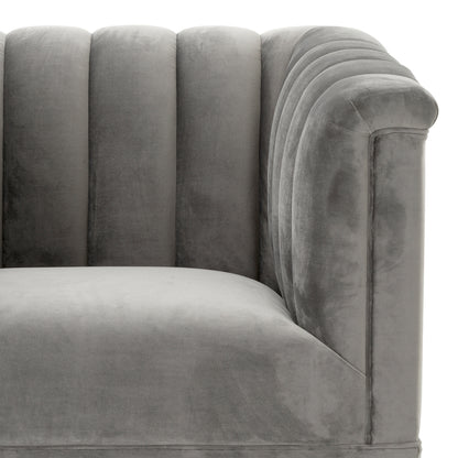 Gray Velvet Barrel Chair Raffles | Cabothousefurniture.com