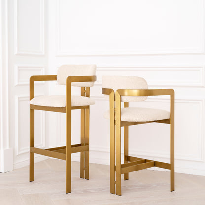 Gold Framed Bouclé Bar Stool Donato | Cabothousefurniture.com