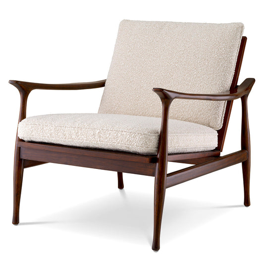 Wood Framed Bouclé Lounge Chair Manzo | Cabothousefurniture.com