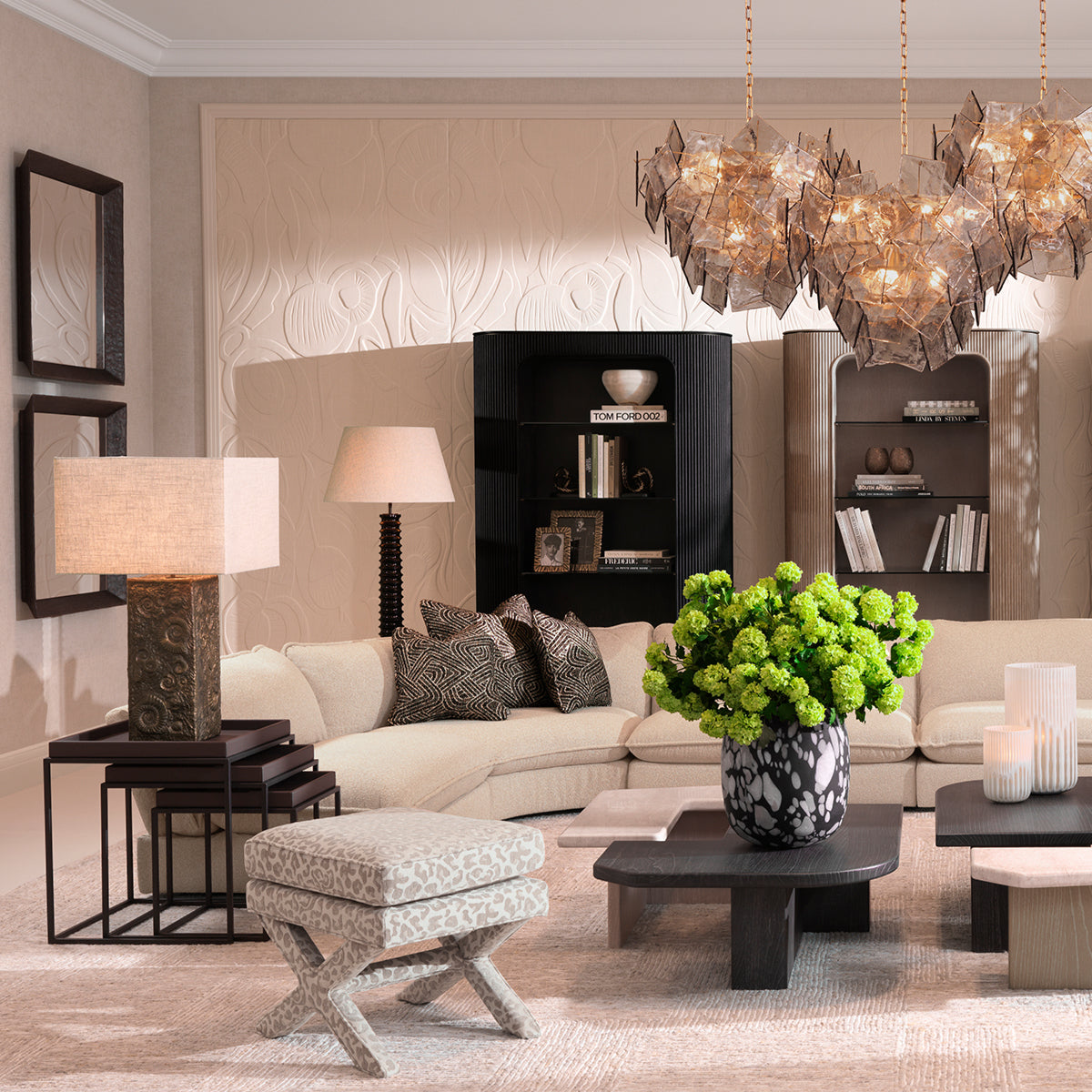 Beige Upholstered Modular Sofa Cresson | Cabothousefurniture.com