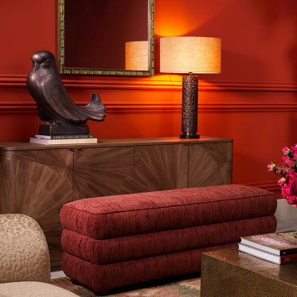 Upholstered Red Fabric Bench Helmsley