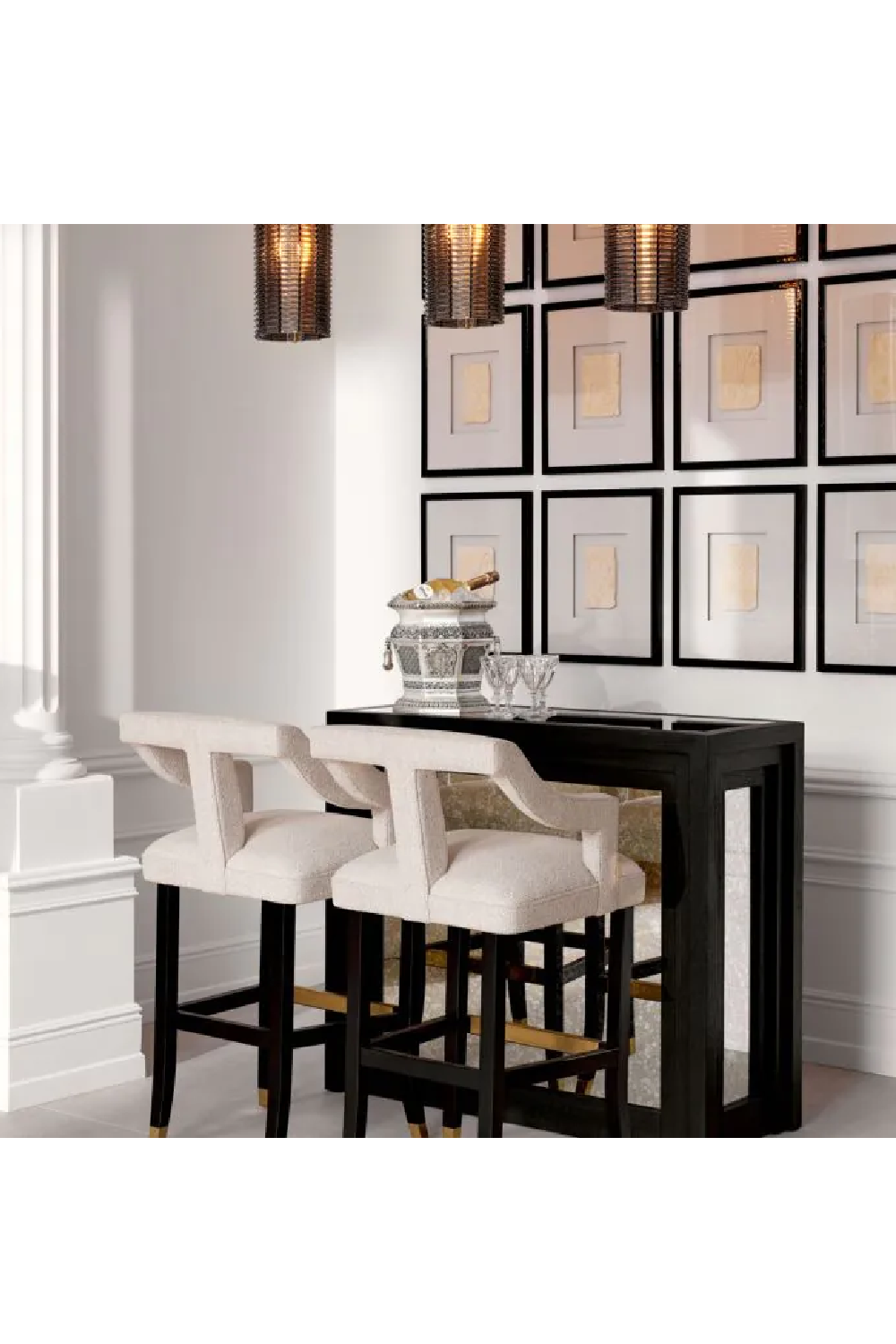 Beige Cut-Out Counter Stool Roumier | Cabothousefurniture.com