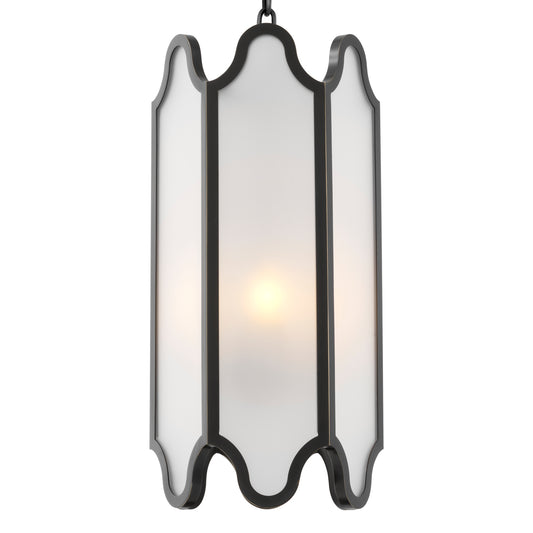 White Glass and Bronze Pendant Rockefeller | Cabothousefurniture.co