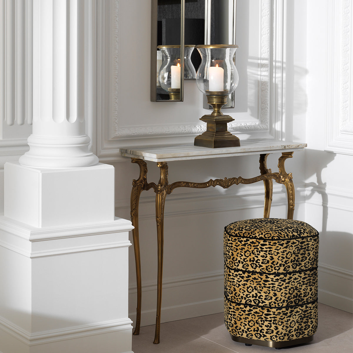 Leopard Fabric Stool Roosevelt | Cabothousefurniture.com